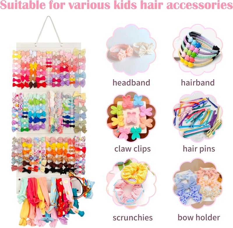 JOYMOMO Bow Holder Organizer for Girls - Hanging Hair Accessories Storage for Headbands, Clips, Ties, Scrunchies (Without Bows) (Beige) - Image 4